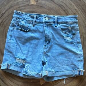 Zenana Outfitters Light Blue Distressed Jean Shorts